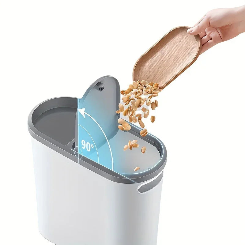 10L Large Capacity Silent Closed Plastic Bathroom Garbage Bin - Space saving Design, Creative Household Gap Garbage Bin Oasis Select