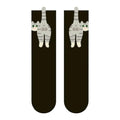 Cat Lover Socks Funny Cat Crew Socks With Balls Breathable Supplies Adorable Hosiery Cartoon Cats Pattern Middle Calf Socks Oasis Select Black