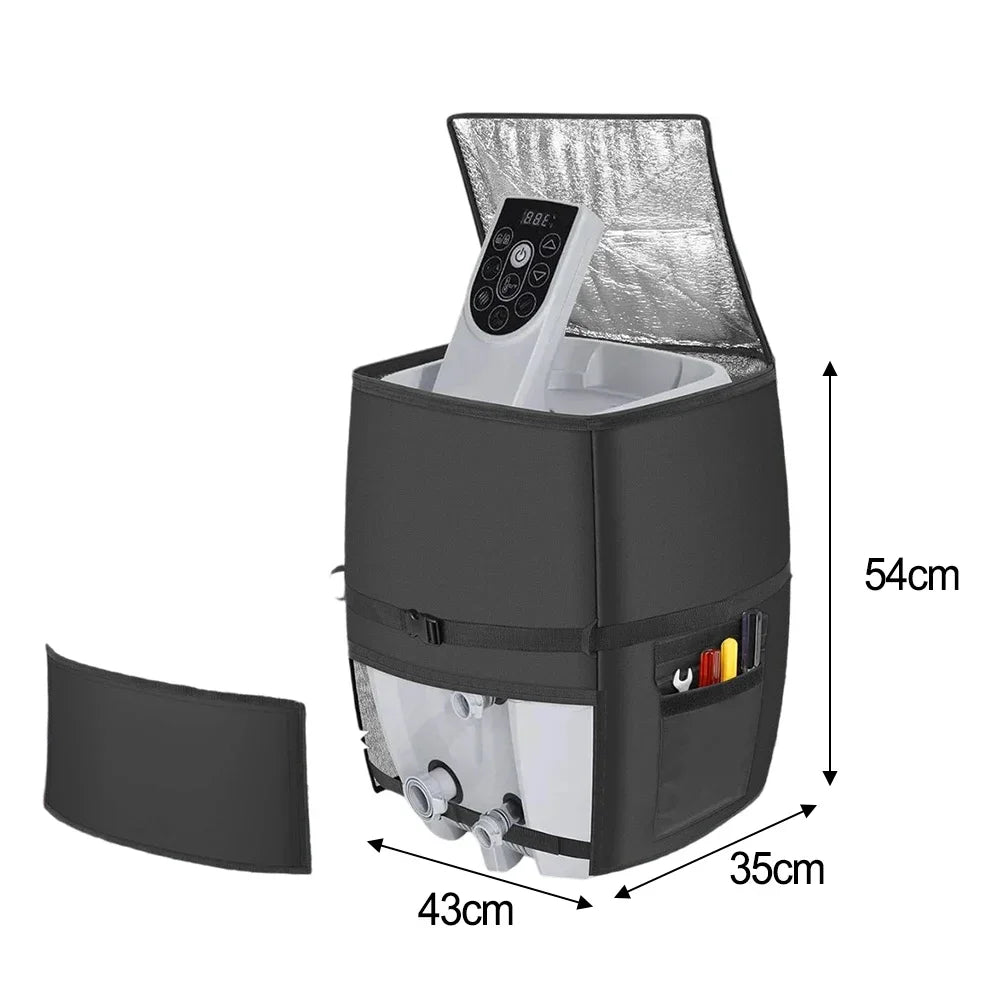 Bathtub Spa Heater Pump Cover Black Square Waterproof 210D Oxford Fabric with Aluminum Foil for All Season Use Oasis Select