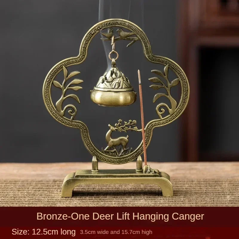 Five Blessings Chinese Incense Hanging Burner Sandalwood Small Lucky Cloud Non-stick Incense Burner Tea Incense Taoist Ornaments Oasis Select deer