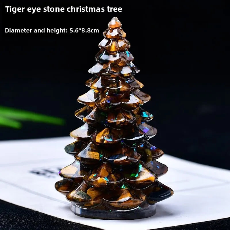 New Natural Crystal Crushed Stone Christmas Tree Resin Decorative Item for Home Desktop Decoration Christmas Display Oasis Select F 5.8cm x 8.8cm