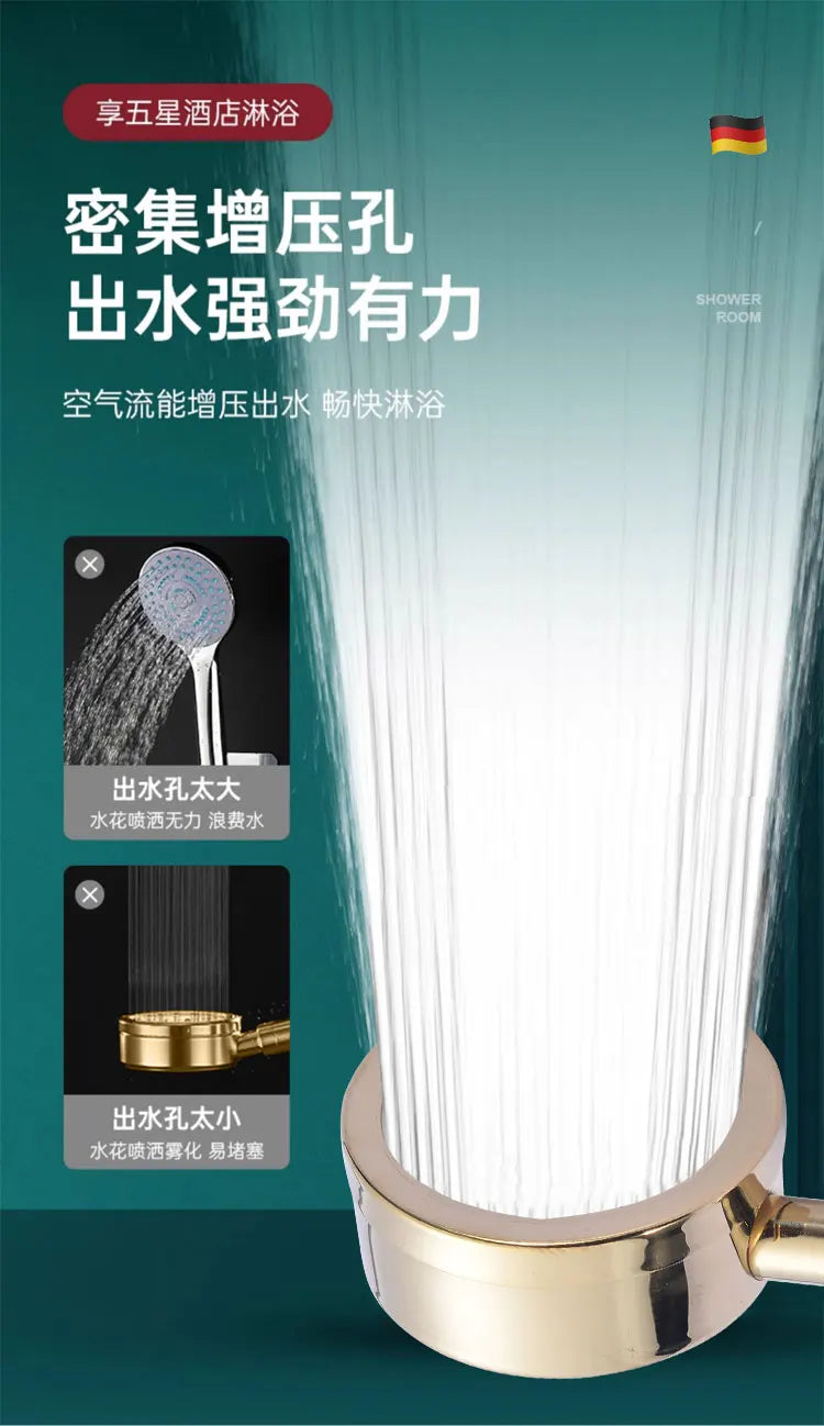 New Gold SUS 304 Stainless Steel Shower Head High Pressure Water Saving Sprayer Nozzle Set Rainfall Faucet Bathroom Accessories Oasis Select