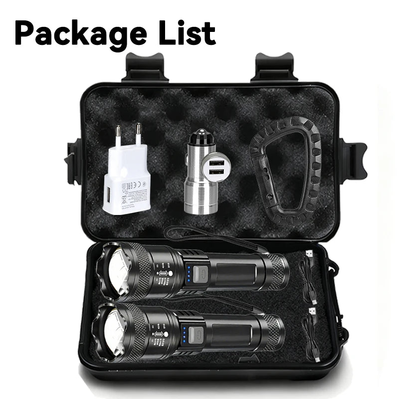 ZHIYU 2000LM Tactical LED Flashlight USB-C Rechargeable Zoom Torch