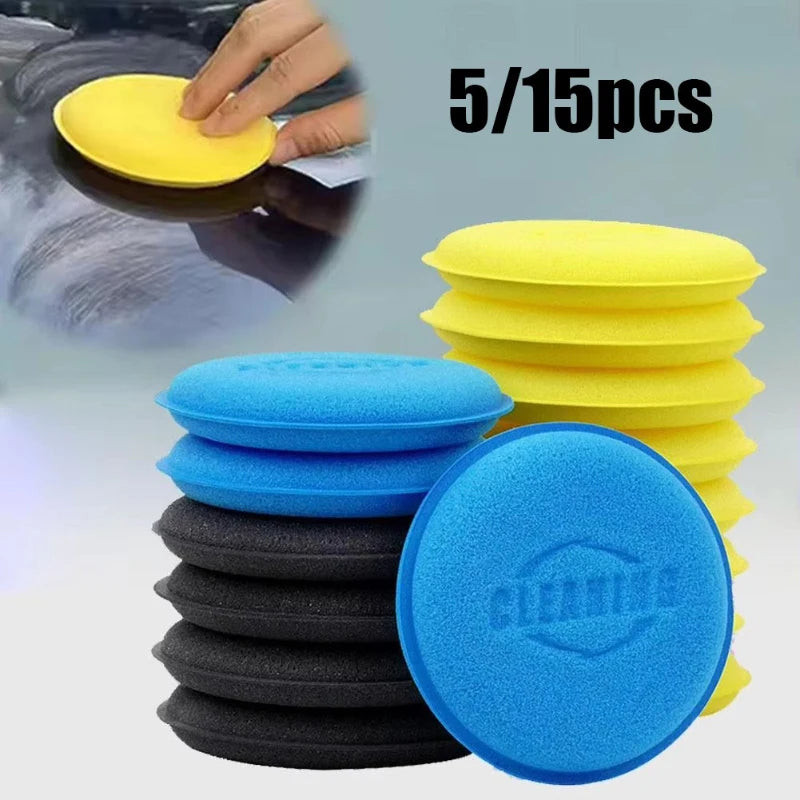 5/15pcs Car Detailing Sponge High Density Foam Applicator Pad Round Polishing Wiping Cleaning Tool For Auto Car Wash Supplies Oasis Select