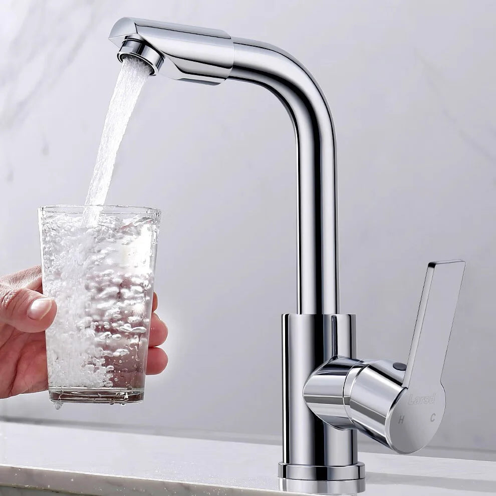 Rotatable Single Handle Hot & Cold Basin Faucet | Kitchen & Bath