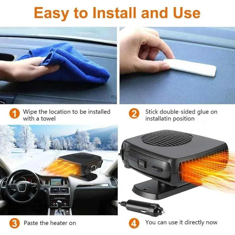 2 IN 1 Car Heater 12V 24V 150W 200W Portable Heater Fan Cooling Heating Auto Windshield Defroster Anti Fog Heater System Oasis Select