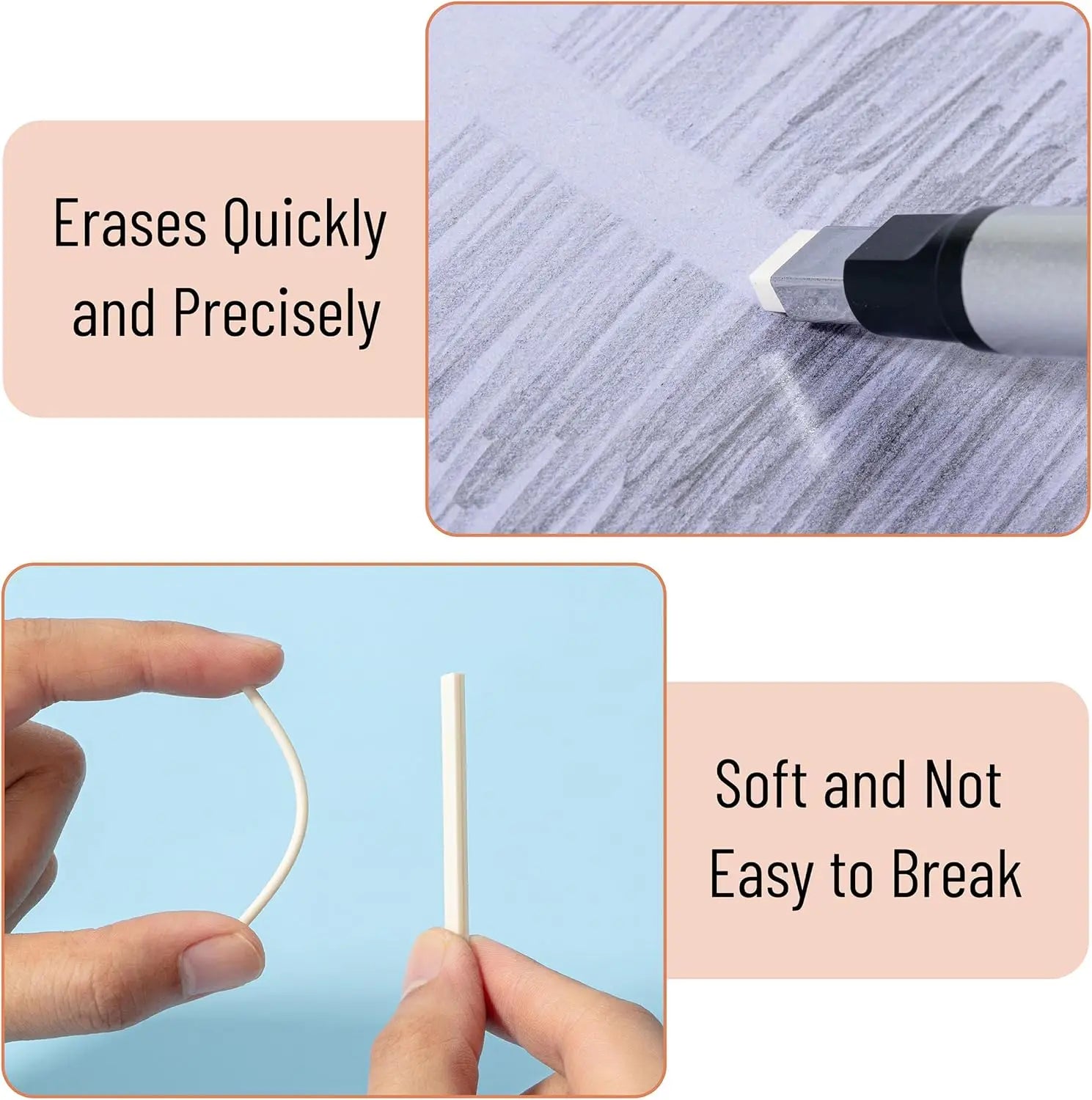 Pen erasers, square and round nibs, eraser pens, pencil erasers, automatic erasers, art erasers for drawing, precision erasers Oasis Select