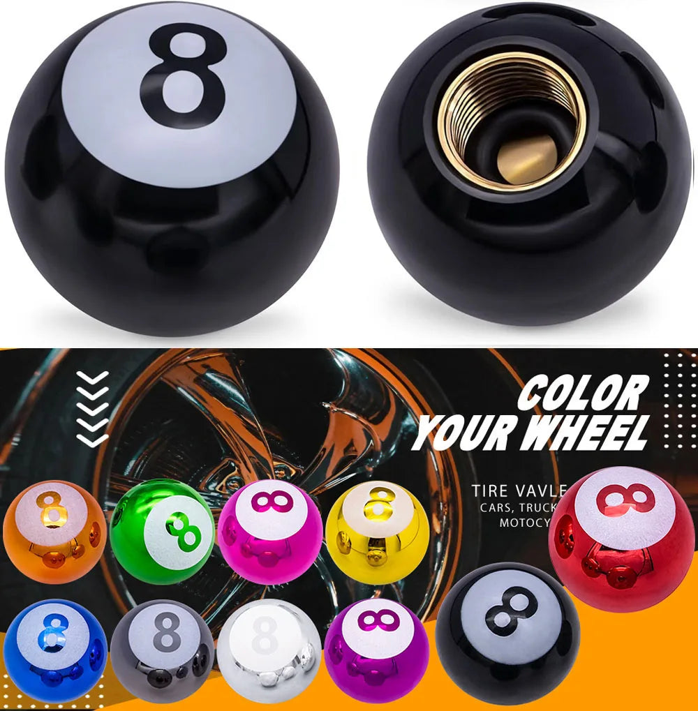 Copper Core Dustproof Tire Valve Stem Covers Pool 8 Ball Style Tire Valve Stem Caps for Cars, SUV, Trucks, Bikes, Motorcycles Oasis Select