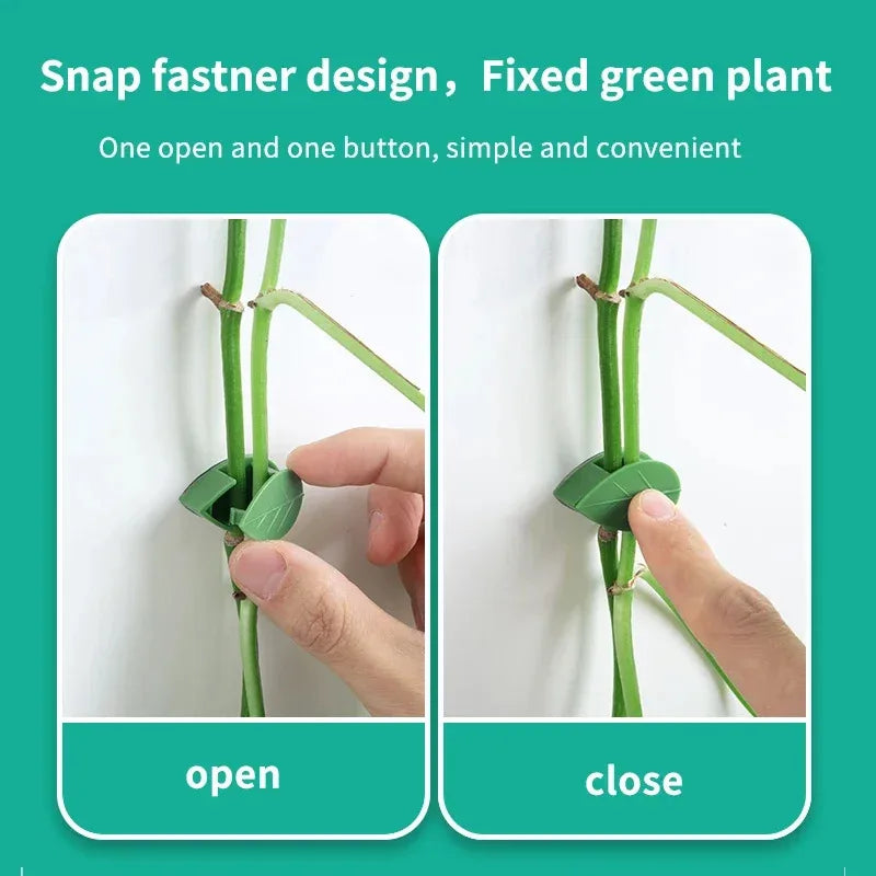 10pcs Leaf-Shaped Plant Holder Green Plant Climbing Wall Gods Sticky Hooks Vine Clip Fixer Multifunctional Flower Hangers Holder Oasis Select