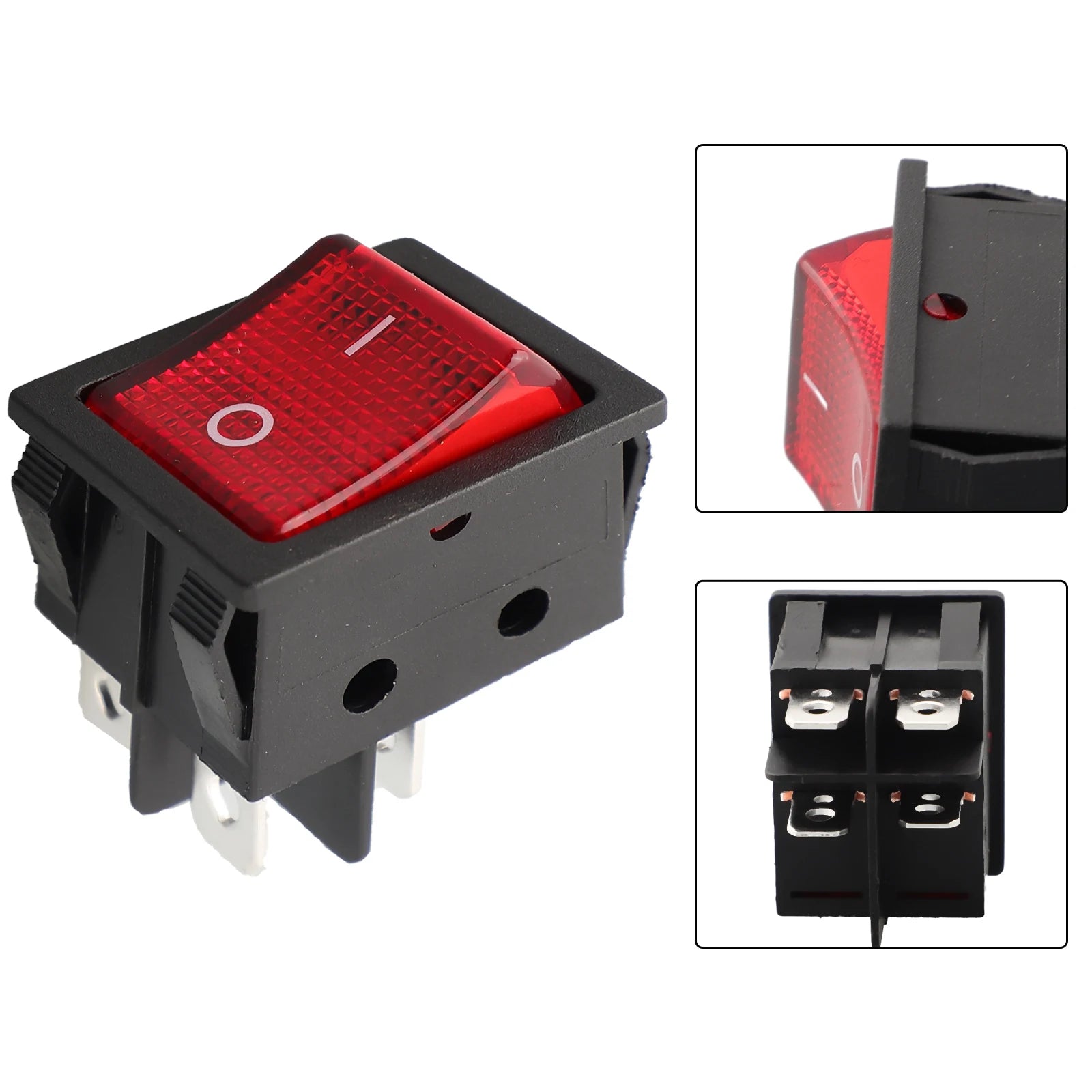30A 250VAC 4-Pin Rocker Power Switch with Red LED Indicator Rocker Power Switch Oasis Select