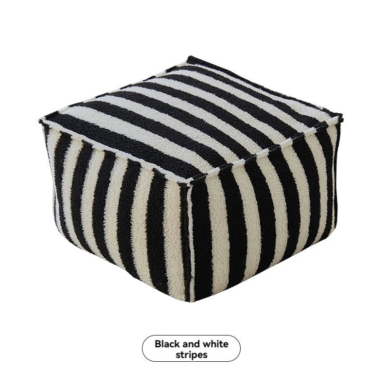 Pu Tuan sitting cushion on the ground, living room sitting cushion, household low stool, shoe changing stool, tatami small stool Oasis Select black and white