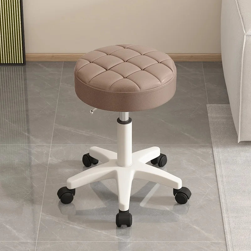 Massage stool Beauty salon stool Lifting rotating round stool Hair manicure Barber shop stool Round stool with wheels Oasis Select Light brown