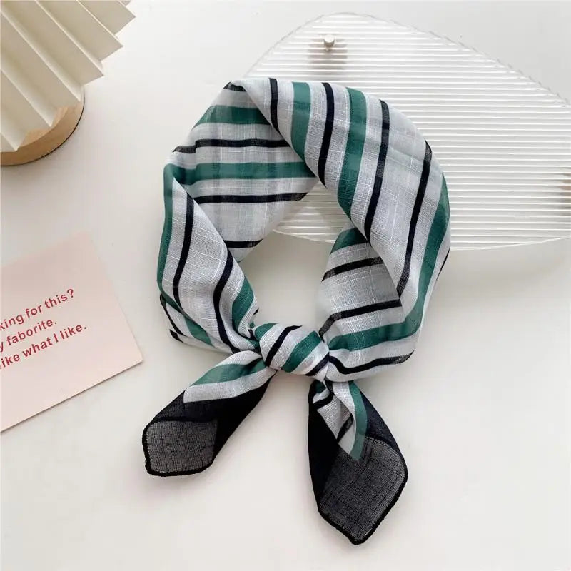 58cm Cotton Linen Handkerchief Print Square Neck Scarf Women Small Shawls Hair Scarfs Female Bag Scarves Head Scarf Oasis Select 09
