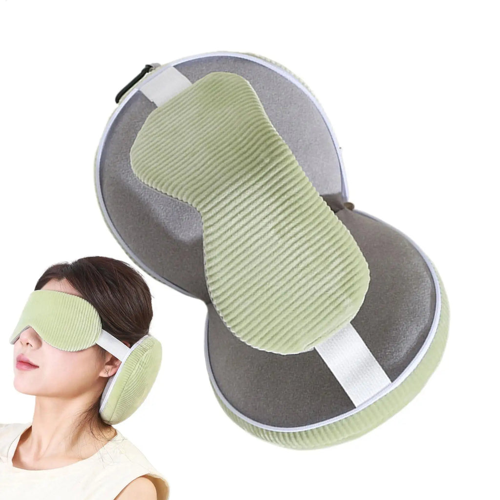 Travel Neck Pillow 2 in 1 Eye Mask Pillow Foldable Multifunctional Travel Pillow Light-blocking With Storage Hook Neck Pillows Oasis Select