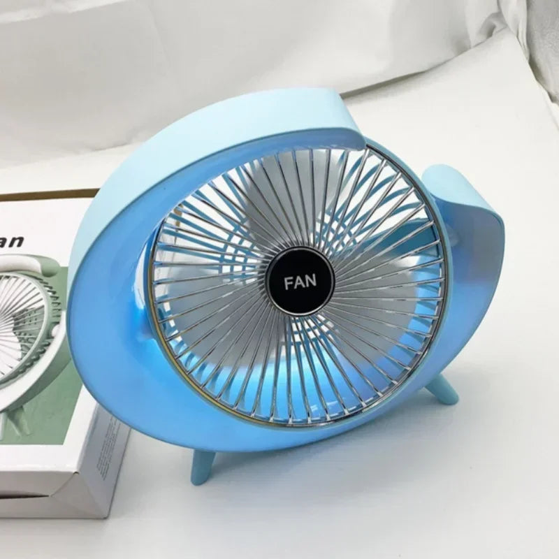 Changing LED Portable Fan USB Rechargeable Mini Desk Fan with Flowing Lights for Home Office Bedroom Travel 3 Speed Quiet Oasis Select