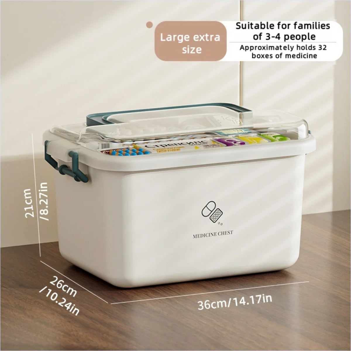 Large Portable Medicine Organizer Box Multifunctional First Aid Storage with Dividers for Pills/Drugs Household Medical Kit Oasis Select Large Extra Blue