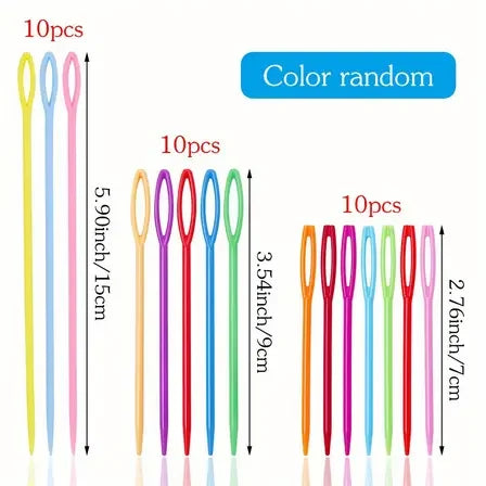 30 PCs Mixed Color 7/9/15cm Plastic Knitting Needles Crochet Hooks Wool Yarn Needle Children DIY Sweater Weaving Tools Accessory Oasis Select 30pcs mixed color
