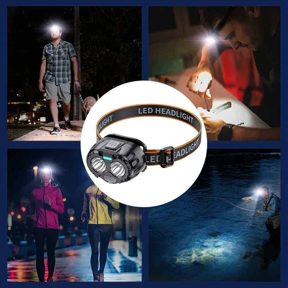 Powerful Headlamp LED Rechargeable Work Light Adjustable Flashlight with Magnetic Head Torch Outdoor Camping Cycling Lantern Oasis Select