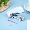 Home Handheld Sewing Machine Portable Outdoor Travel Clothes Fabrics DIY Stitching Sewing Tool Mini Manual Stitch Needlework Mac Oasis Select WHITE