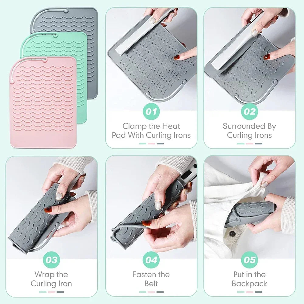 Styling Tools Heat Proof Mat Silicone Pad Anti Slip Portable for Hair Straightener Curling Iron Countertop Protector Oasis Select