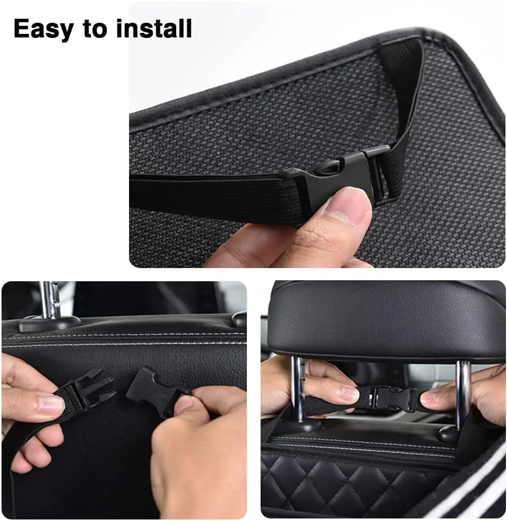 Car Seat Organizer Backrest PU Leather Waterproof Universal Fit Hanging Storage Bag Multi Pocket Kick Mat Travel Accessories Oasis Select
