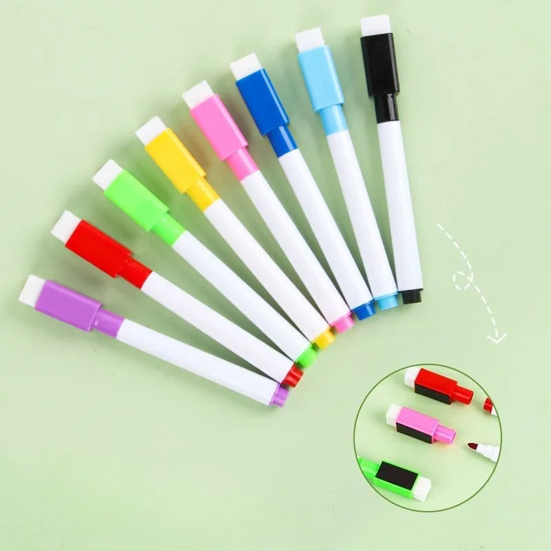 With Magnet Dry Erase Marker Pens with Built in Eraser Tip for Whiteboard Marking Office Classroom and Home Note Taking Tasks Oasis Select 8pcs