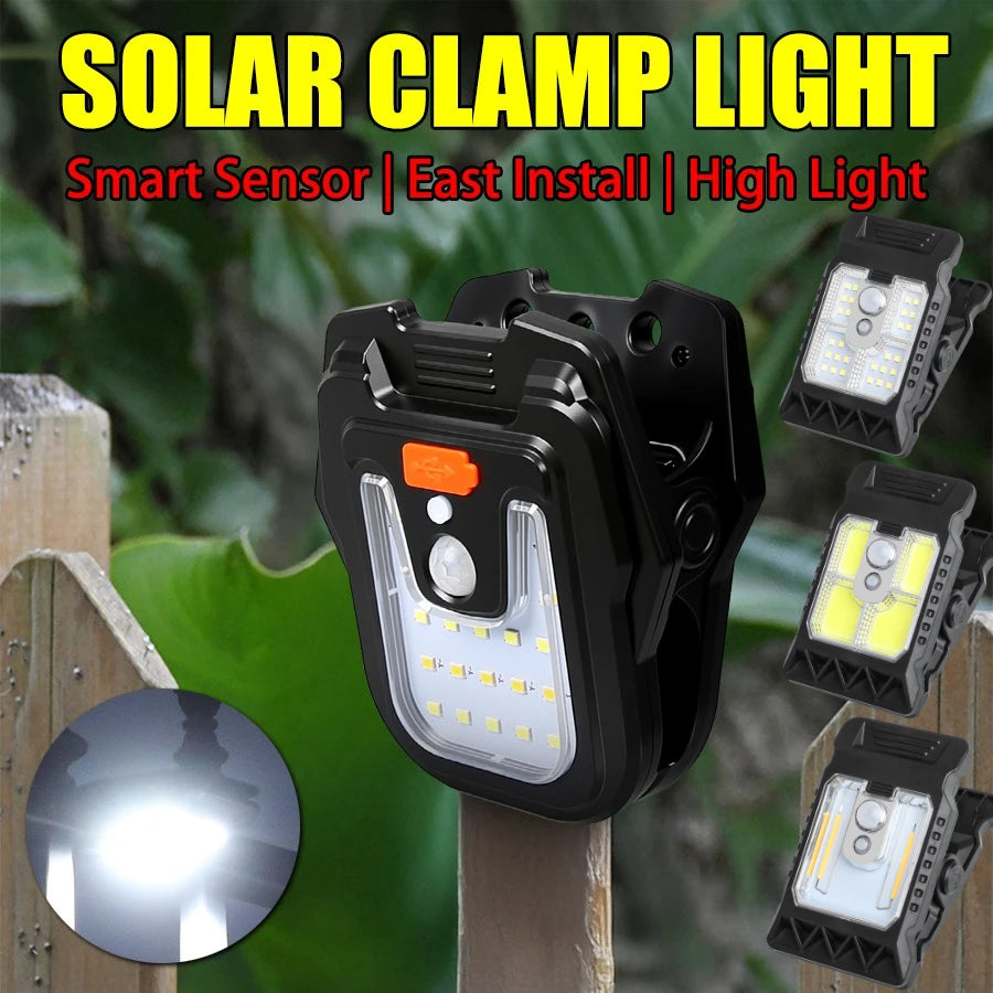 Solar Clip LED Light – 4 Modes, PIR Sensor, IP65, USB Charge