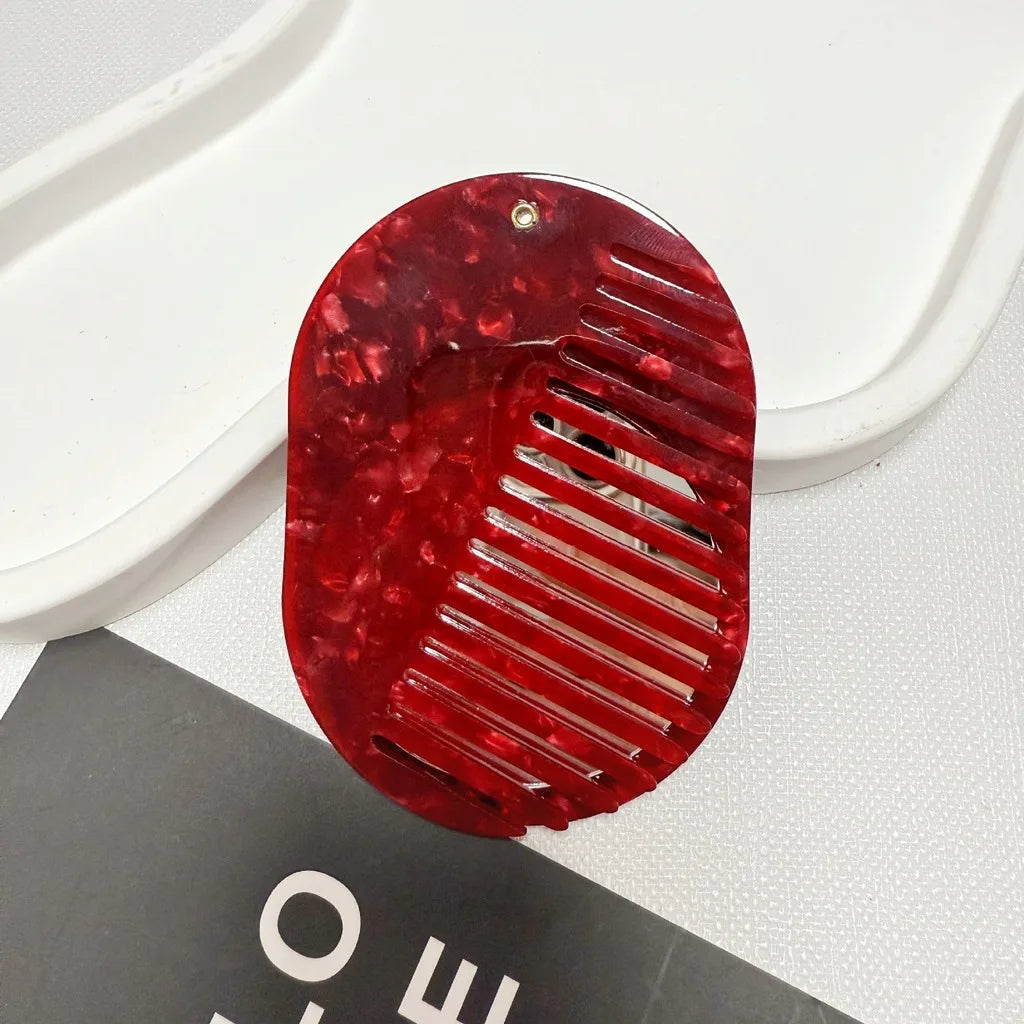 2-in-1 Folding Mirror Comb | Acetate Pocket Travel Hair Brush