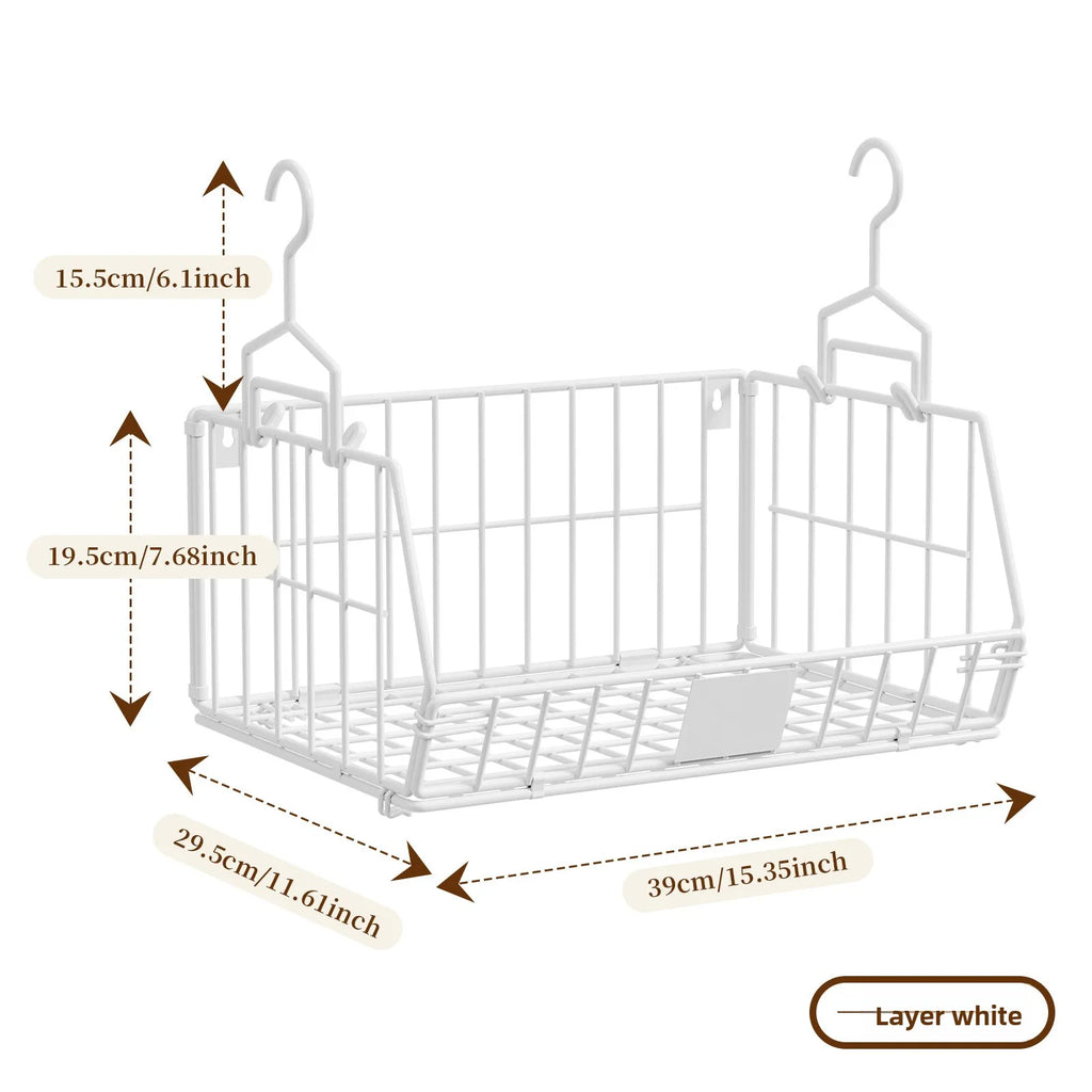 Wardrobe Storage Rack Suspended Layered Shelf Clothes Bags Organizing Basket Foldable Disassembly Storage Basket Oasis Select White layer