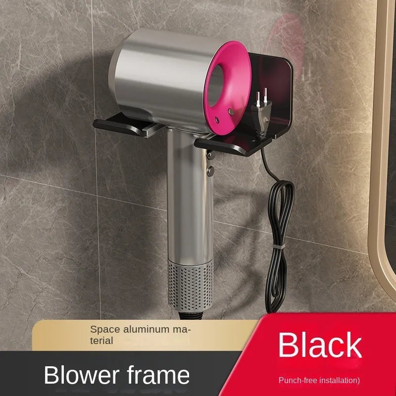 Hair Dryer Holder Wall Mounted Dryer Cradle Straightener Stand Hairdryer Organizer Toilet Blower Holder Shelf Bathroom Shelves Oasis Select black