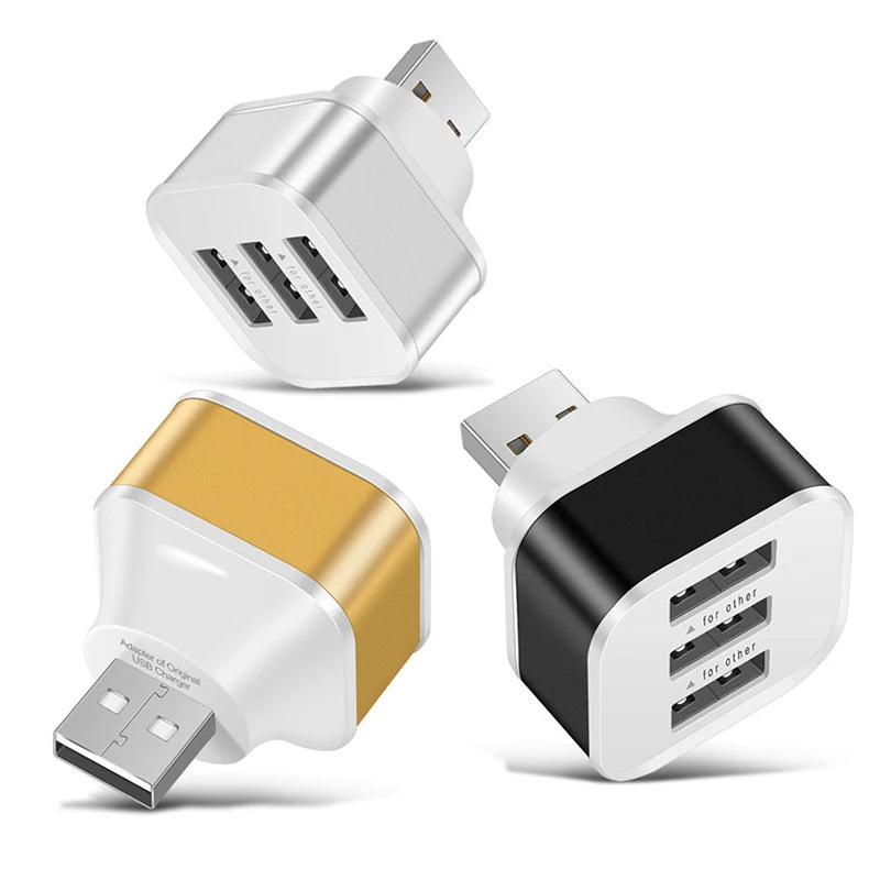 New Car USB Charging Extender 2.0 3-port Extended USB Splitter With Indicator Light Plug And Play 3 In 1 For Smart Phones Hubs Oasis Select