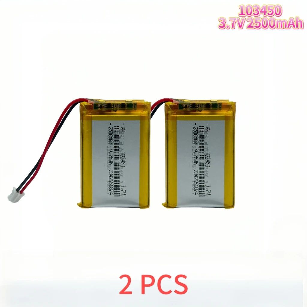 103450 3.7V 2500mAh Polymer Lithium Rechargeable Battery JST PH 2.0mm 2Pin Plug for Camera GPS Navigator MP5 Bluetooth Headset Oasis Select 2 PCS