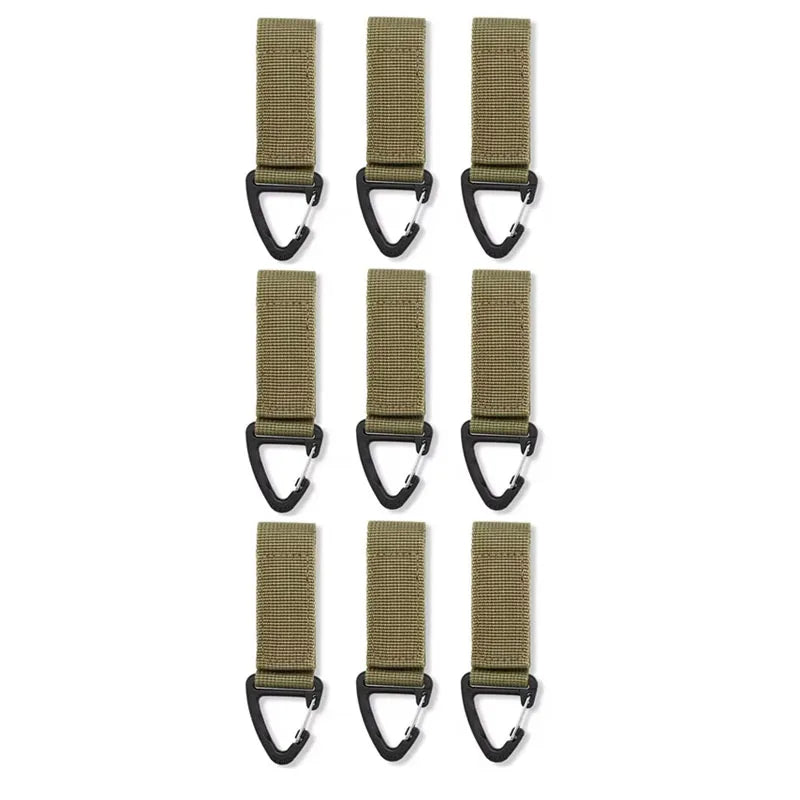 3/6/9PCS Nylon Hang Buckle Strap Outdoor Carabiners Tactical Buckle Belt Clips Keychain Camping Hanging Hooks Camping Tool Oasis Select 9pcs khaki