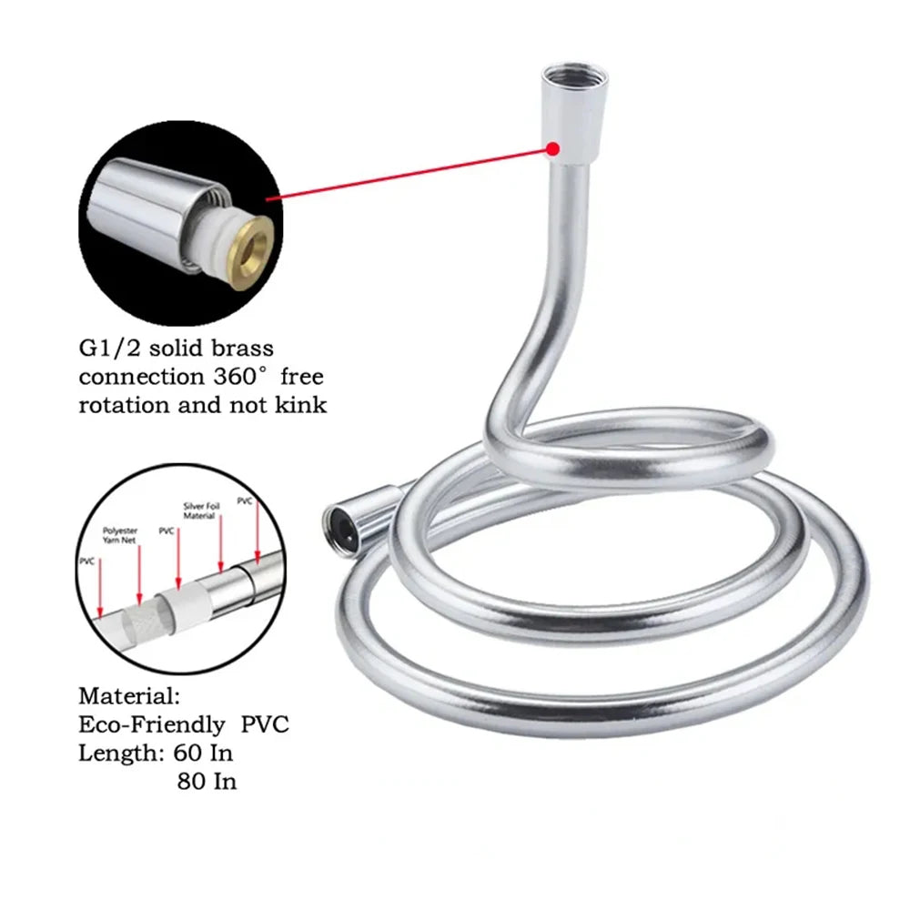 1.5/2.0/3.0M High Pressure Shower Hose Plumbing for Bathroom Accessories PVC Flexible Handheld Anti Winding GI/2 Universal Hose Oasis Select