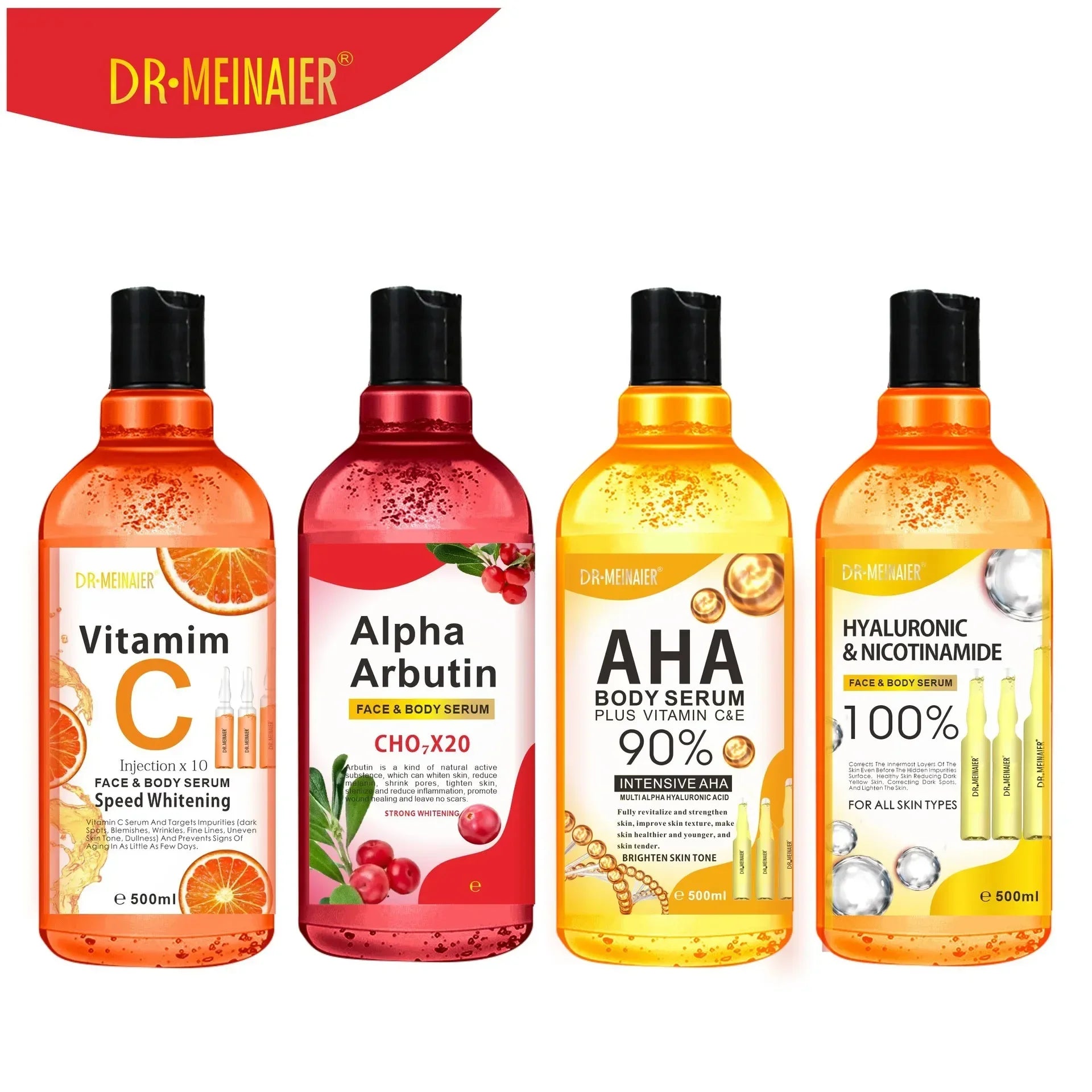 500ml Hyaluronic Acid, Nicotinamide Vitamin C AHA Face Serum Spots Eraser Corrector Whitening Moisturizing Lightening Body Serum Oasis Select