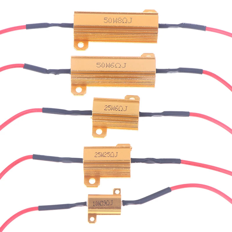 2Sets Car LED Canbus Decoder 10/25/50W 6/8/25/39Ohm Load For Auto Turn Signal Lantern License Plate Lamp Resistors Resistance Oasis Select