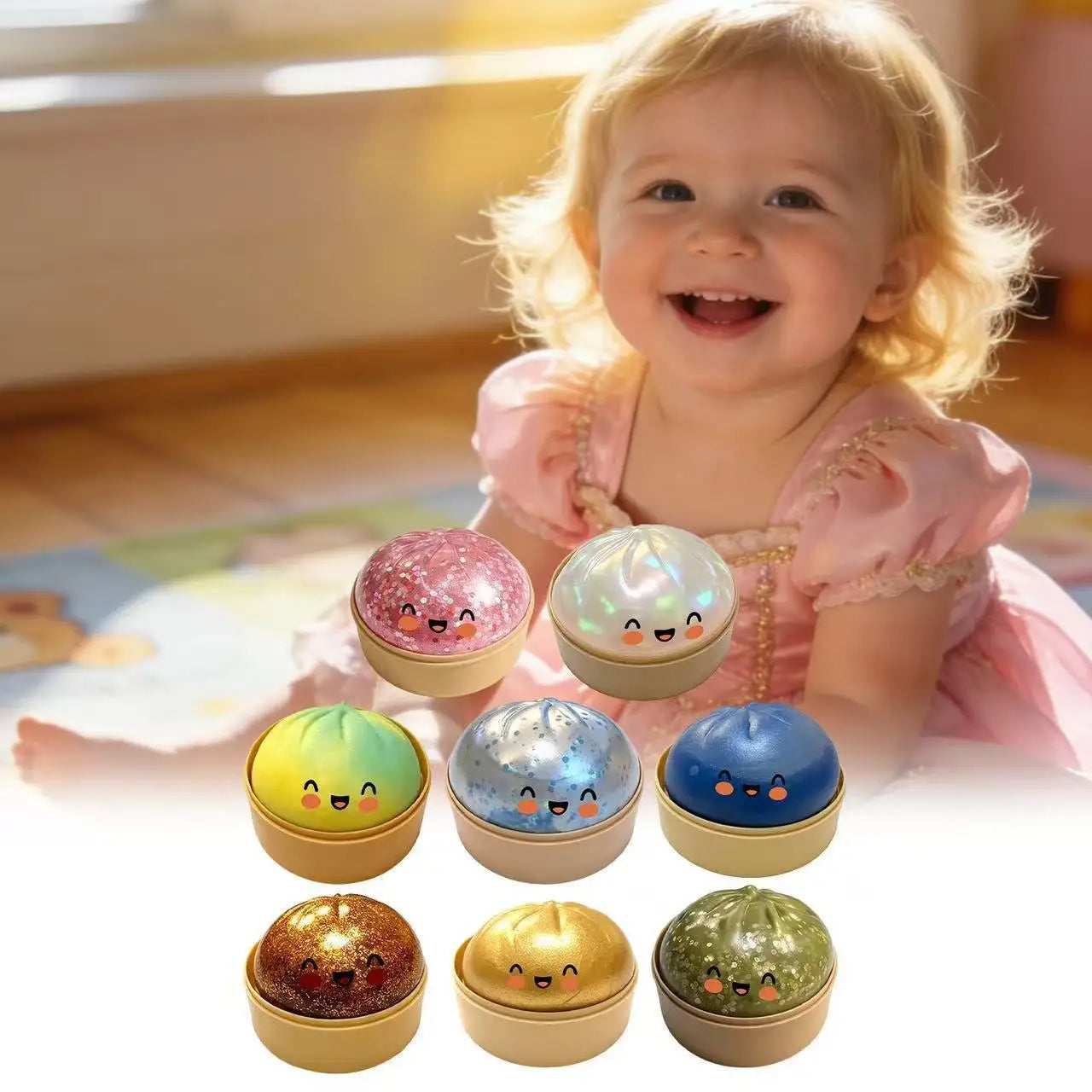 Creative Children Play Toy Simulated Steamed Bun Jelly Slow Rebound Feature Cute Look For Daily Stress Relief And Decoration Oasis Select