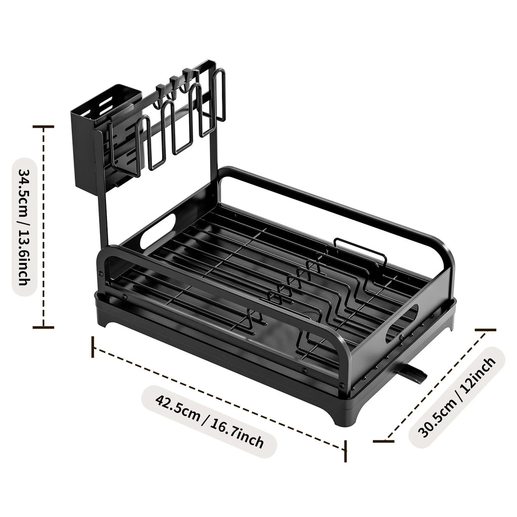 Kitchen Drying Rack Drain Rack Next to Dishwasher Tableware Storage Rack Cup Rack Cutlery Dish Rack Oasis Select black