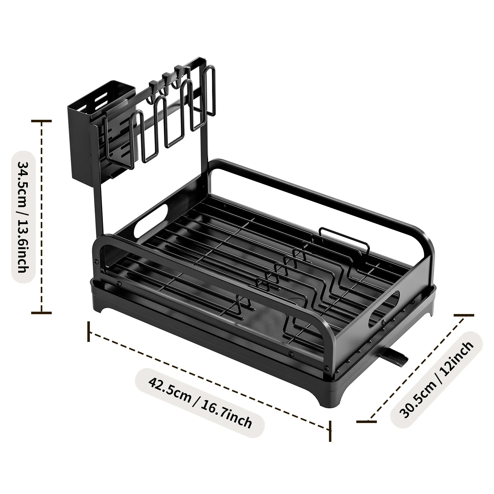 Kitchen Drying Rack Drain Rack Next to Dishwasher Tableware Storage Rack Cup Rack Cutlery Dish Rack Oasis Select black