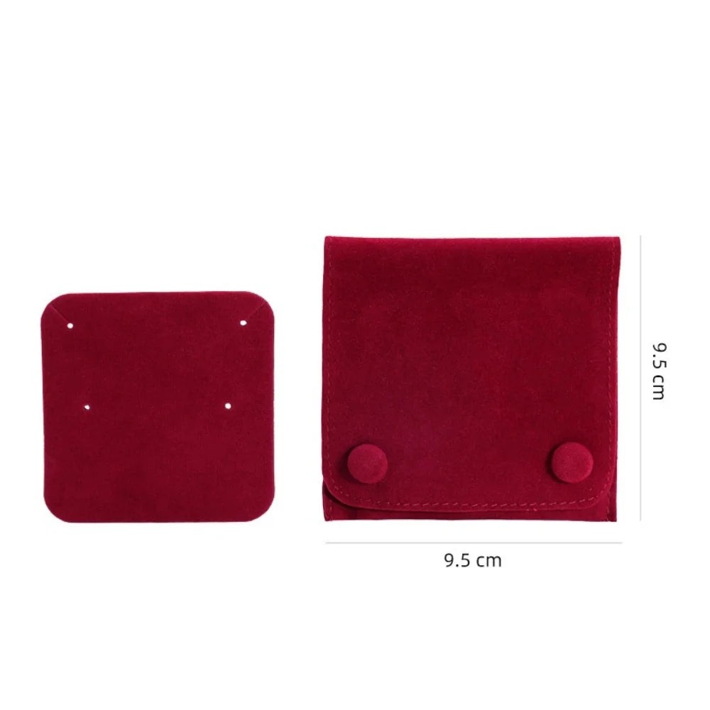 1pcs Jewellery Pouch Packaging Bag Soft Velvet Snap Button Gifts Packing Bag For Storing Rings Bracelets Necklace Accessories Oasis Select Wine red