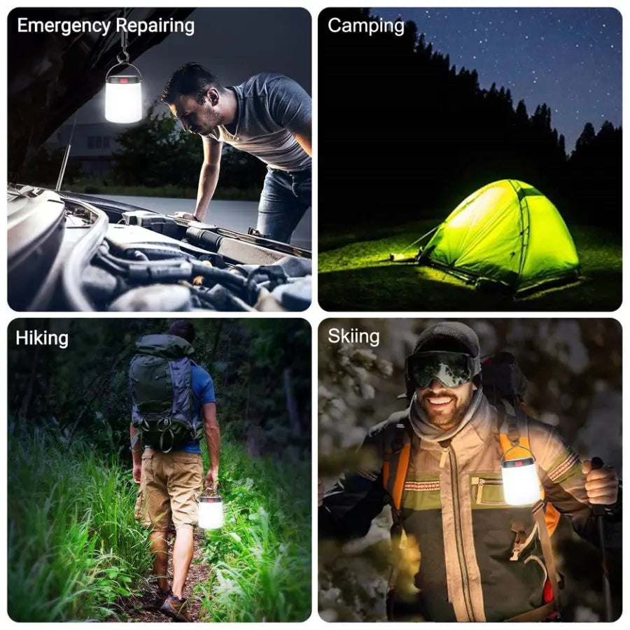 Portable LED Camping Light Warm Yellow Light Outdoor Hanging Lights 3 Modes USB Rechargeable Tent Lamp Solar Camping Lantern Oasis Select