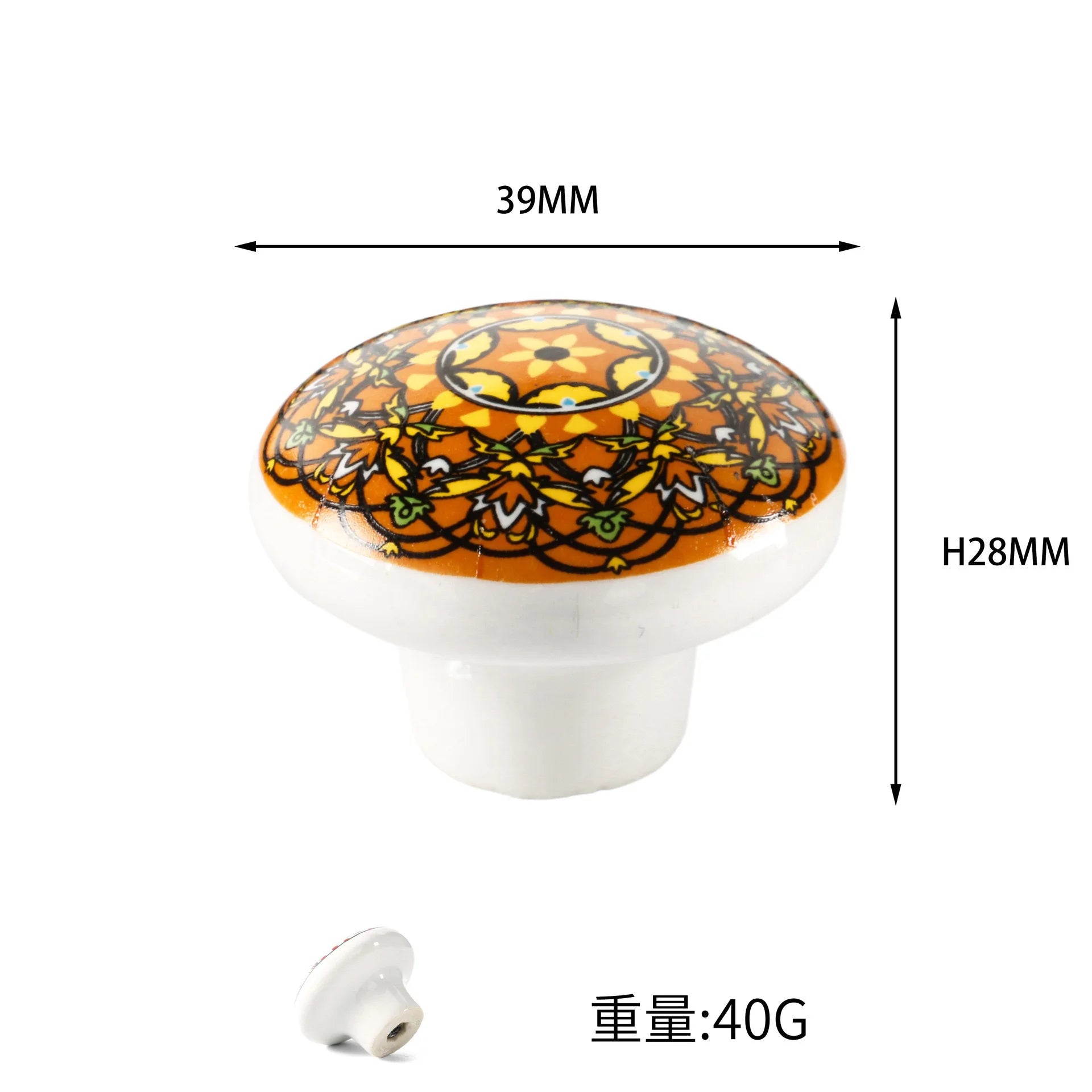 Bohemian Style Ceramic Knob 1pcs, Antique Metal Finish Screw In Pull Handles for Cabinet Doors and Drawer Oasis Select YELLOW