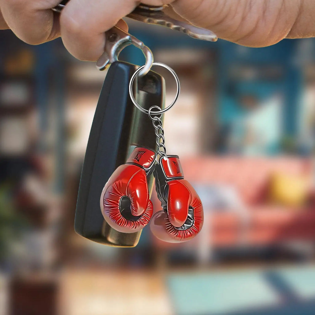 Boxing Gloves Key Rings 2D Acrylic Bag Charm Boxing Keychain Exquisite Creative Design Adults Kids Fitness Backpack Decoration Oasis Select