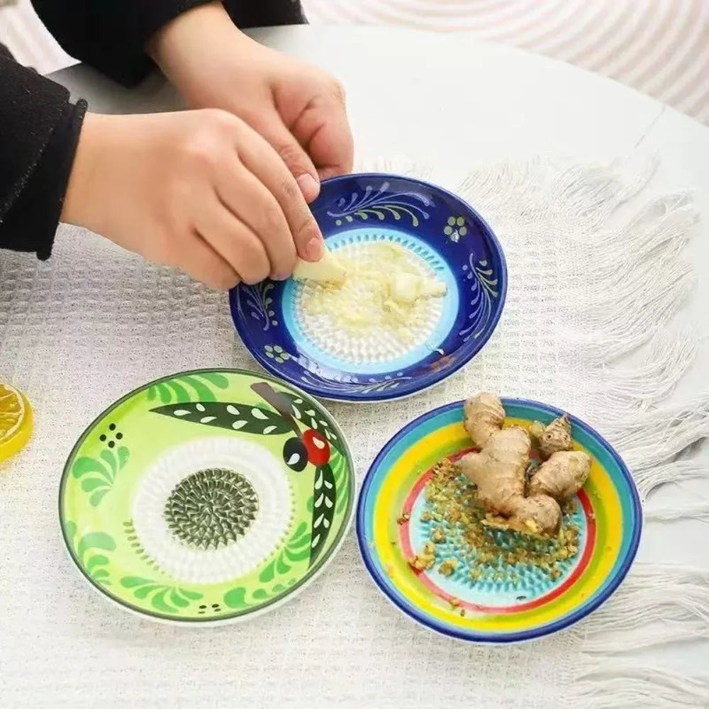 Ceramic Garlic Grater Grinding Bowl – 12cm Non-Slip Plate