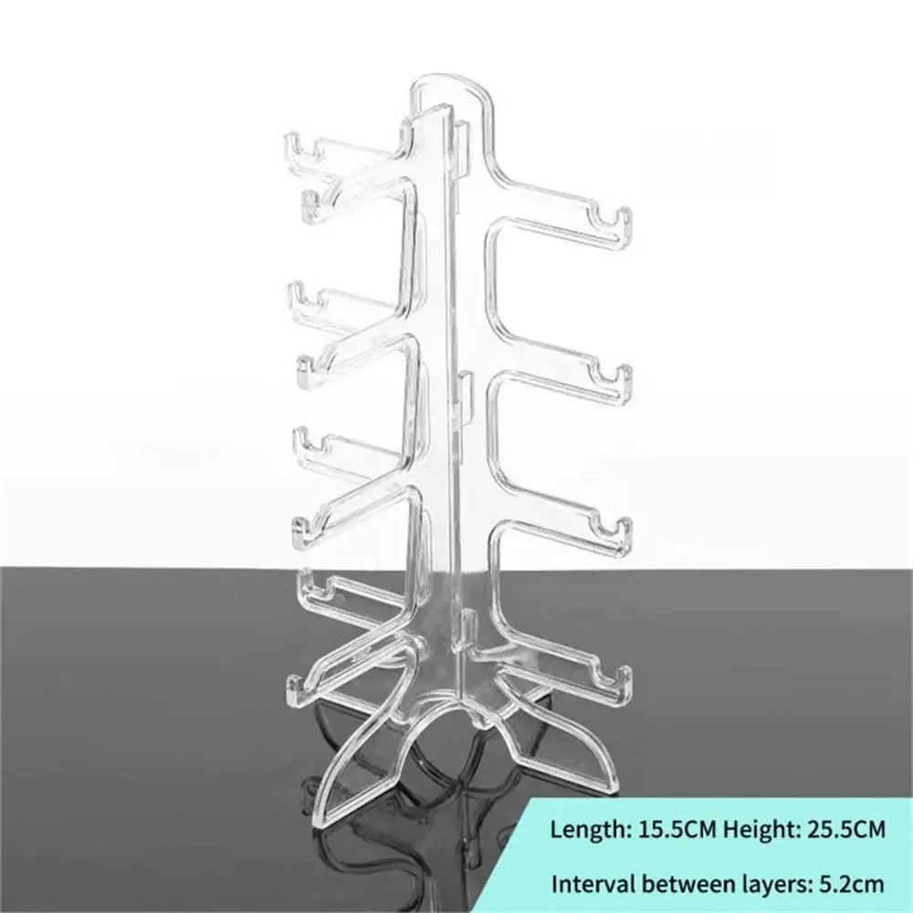 4 Layers Plastic Sunglasses Show Rack Holders Display Stand Storage Holder Glasses Shelf Home Organizer Space Saving Shelf Oasis Select Transparent