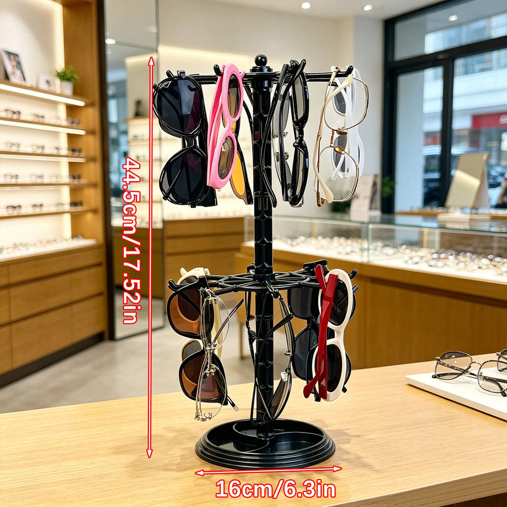 1pc adjustable black/transparent glasses display storage hanging bag two-layer height rotatable sunglasses countertop holder Oasis Select 2layers