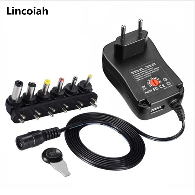 3V 4.5V 5V 6V 7.5V 9V 12V 2A/2.5A AC/DC Adapter US/EU/UK/AU Adjustable Power Adapters USB Universal Charger Switch Power Supply Oasis Select EU