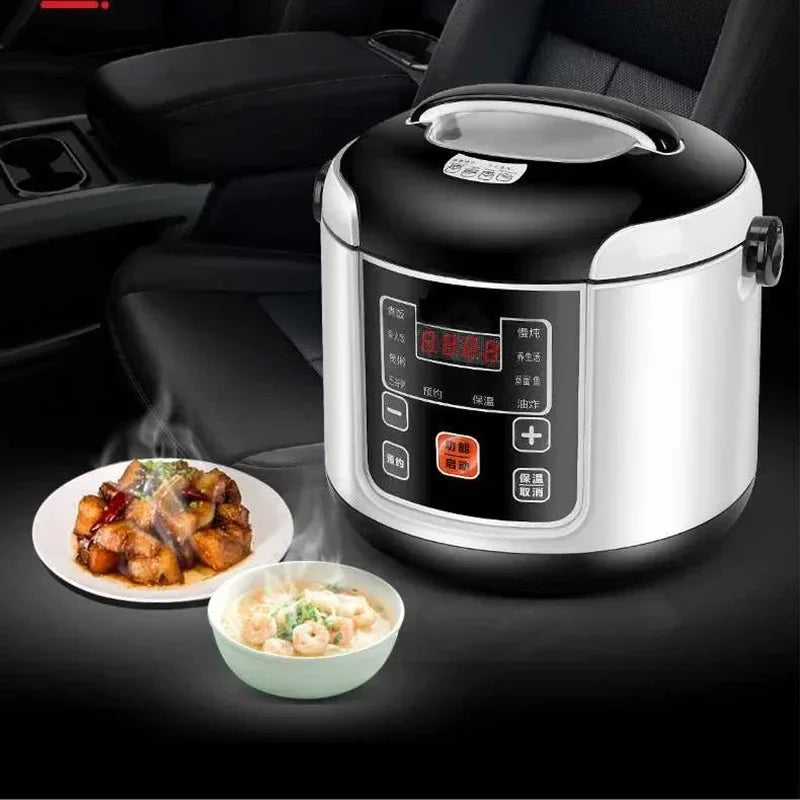 URGGU 2L Portable Car Rice Cooker 12V/24V Electric Multi-Cooker