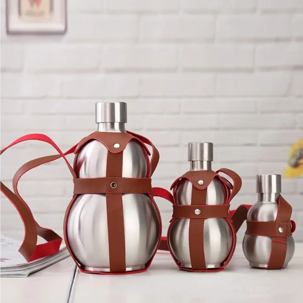 Portable Hip Flask Wine Jug Gourd Bottle, 500ml 1500ml 2500ml Water Stainless Steel for Outdoor Boating Bday Accessories Gift Oasis Select