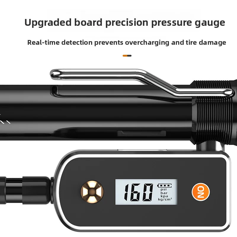 Bicycle hand-operated high-pressure inflator with pressure gauge, portable manual air pump, 160PSI Oasis Select